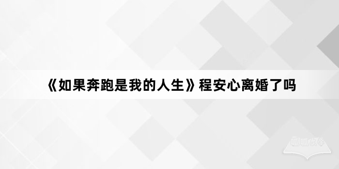 《如果奔跑是我的人生》程安心离婚了吗