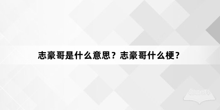 “志豪哥”网络梗词解释